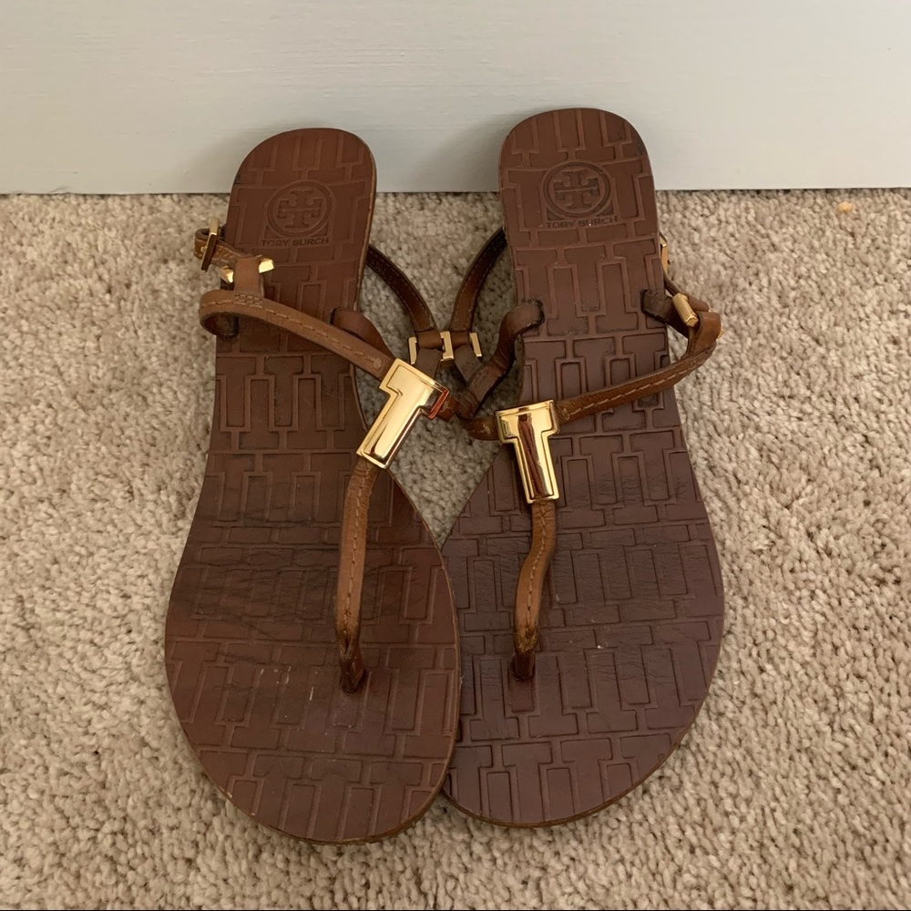 Tory Burch Pauline Demi wedge T strap sandals, sz 8